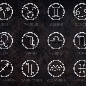 Calcomanía de vinilo Zodiac Seal - Tamaño y color personalizados - Aries Tauro Géminis Cáncer Leo Virgo Libra Escorpio Sagitario Capricornio Acuario Piscis