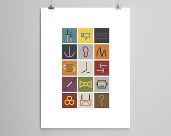 Adolescente Mutante Tortugas Ninja Lexigram Cartel minimalista