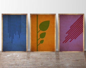 Art Set (Resto Druid, Prot Paladin, BM Hunter, Resto Shaman, Destro Warlock) - WoW Minimalist Class Poster Series