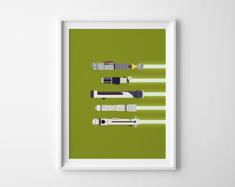 Verde - serie de póster de Star Wars RGB Color sable de luz