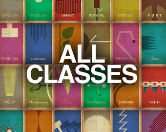All 34 Classes - WoW Minimalist Class Poster Series