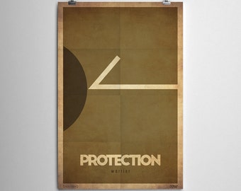 Protección Guerrero - WoW clase minimalista cartel serie