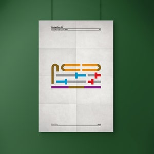 Puede incluir: Un póster minimalista con el texto "Cache No. 02" y el título "Teenage Mutant Ninja Turtles (TMNT)" en fuente blanca. El póster presenta un gráfico de una mesa de mezclas con una serie de botones y deslizadores en varios colores, incluyendo naranja, marrón, gris, azul, rojo y morado.