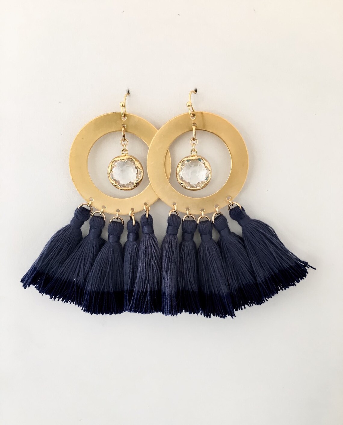 Large Hoop Tassel Earrings Tassel Hoop Earrings Gold Hoop Etsy