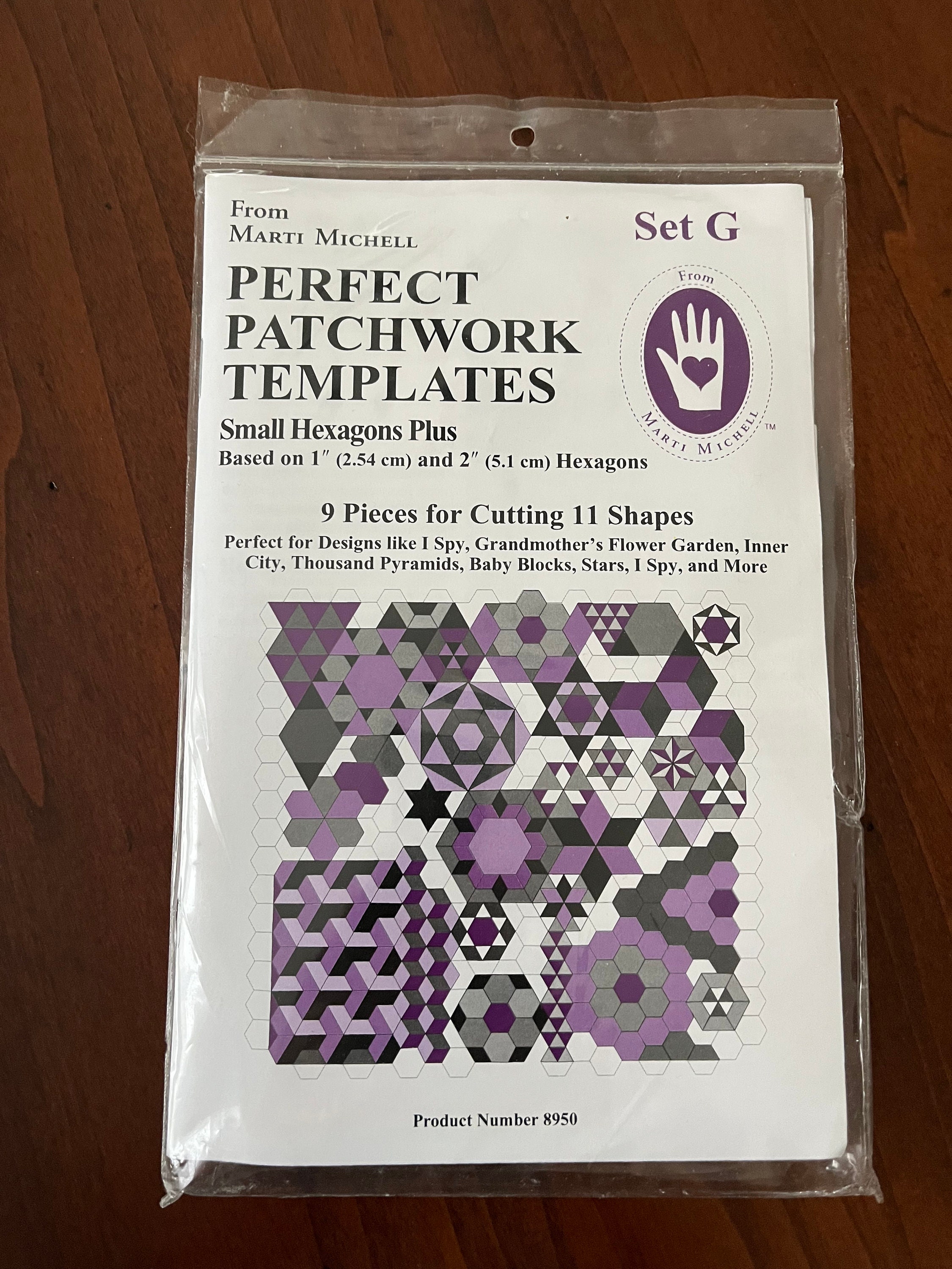 Plastic Patchwork Templates, Set C: 6 Hexagonal Shapes, Craft Stencils.  S7882