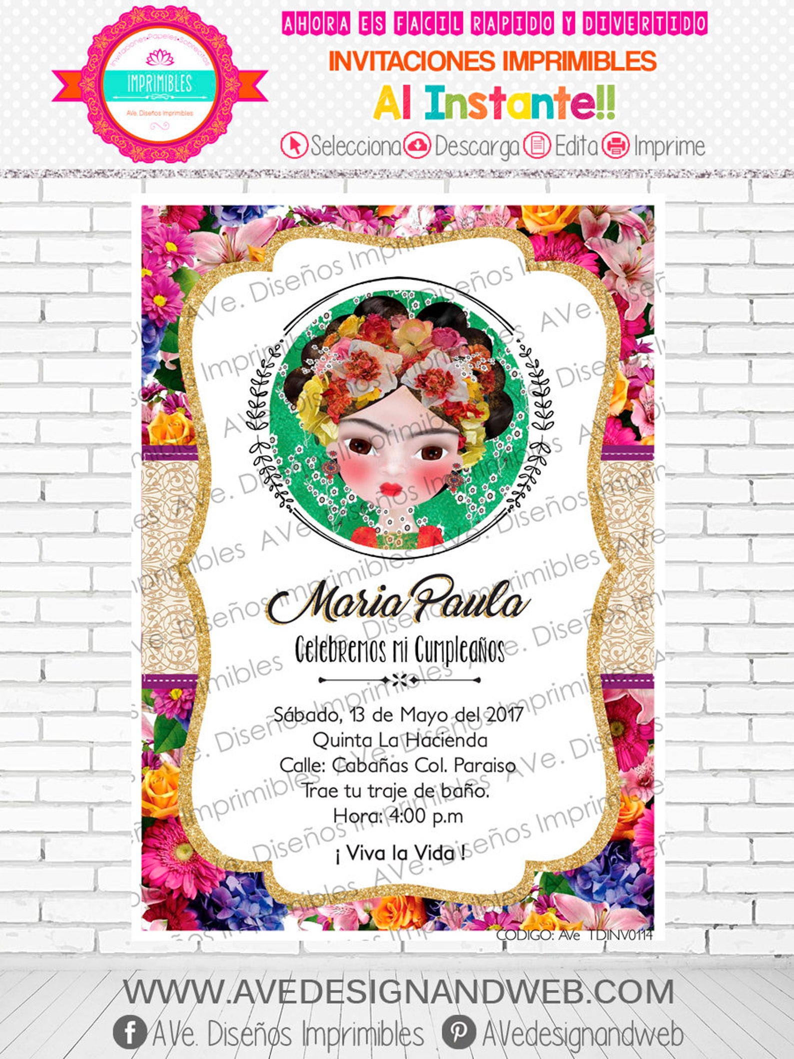 Mexican Party Invitations Mexican Flowers Invitations Etsy UK