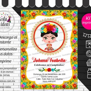 Frida Kahlo Invitations Party, Frida Kahlo Birthday Invitations, Frida ...
