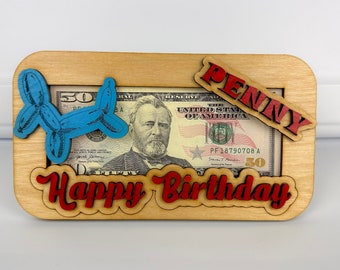 Personalized Happy Birthday Money Holder, Birthday Card, Birthday Frame