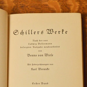 Schillers Werke (erster band / first volume) (1936) Friedrich Schiller - ed. Benno von Wiese - vintage German poetry book