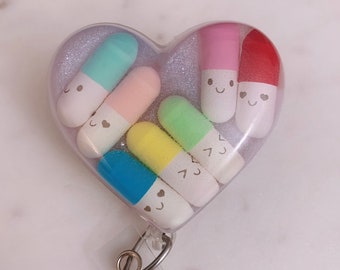 Cute pills heart badge- Pale Lavender