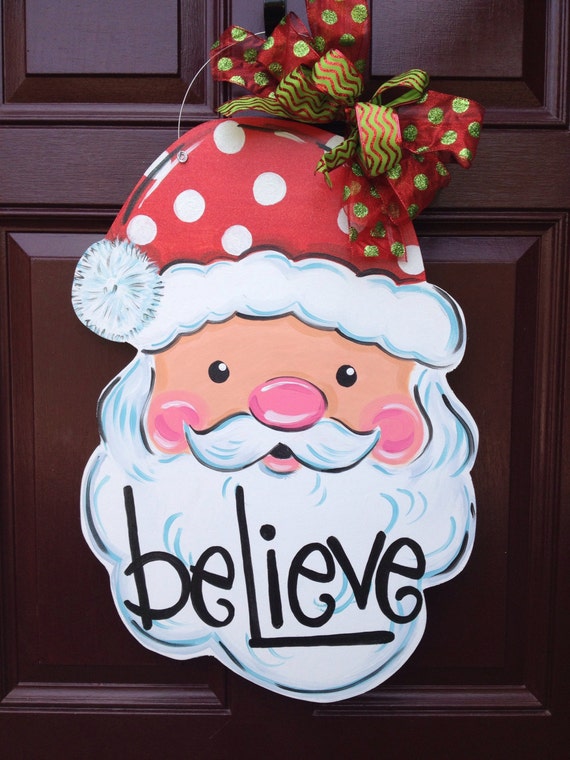 Santa Door Hanger Christmas Door hanger Santa wreath Etsy