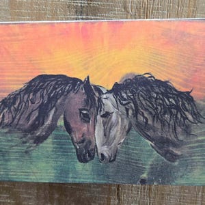 Western-wenskaart, kaart voor alle gelegenheden, blanco cadeaukaart paarden, originele ontwerpkaart, kaart paardenliefhebber, gratis verzending in de VS. Handgemaakte kaart