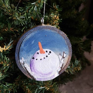 SALE Hand painted, personalized Ornaments, Christmas Ornament, Happy Snowmen Ornament, Snowman face, keepsake  ornament on CO Aspen by Shari