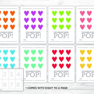 Tarjeta/etiqueta Pop it para el Día de San Valentín, descarga instantánea: ocho tarjetas por página. ¡Me haces estallar el corazón!