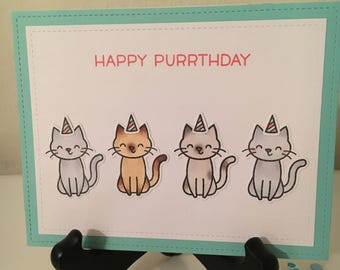 Cat Pun Birthday Card "Happy Purrthday" - Animal Pun, Fun Card, Birthday Card, Cute Card, Pun Greeting Card, Humor Birthday Card