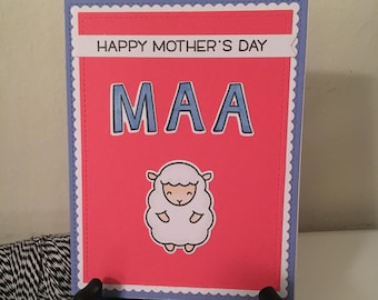 Happy Mother's Day Card "MAA" - Happy Mothers Day Card, Card for Mom, Cute Mothers Day, Card for Aunt, Stepmom, Sheep Card, Ewe Card