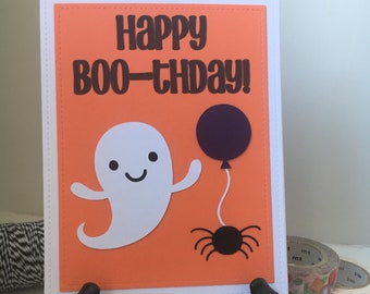 Happy Birthday Card "Happy Boo-thday!" - Halloween Birthday Card, Funny Pun Card, Cute Greeting Card, Halloween Card