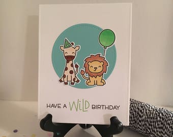Cute Birthday Card "Have a Wild Birthday" - Happy Birthday Card, Party Animal, Animal Birthday Card, Card for Her, Card for Him, Child Card
