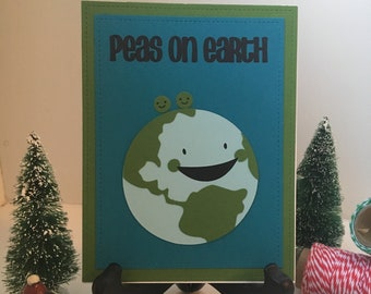 Funny Seasonal Card "Peas on Earth" - Cute Holiday Card, Seasonal Card, Cute Greeting Card, Christmas Card, Card for Her, Card for Him