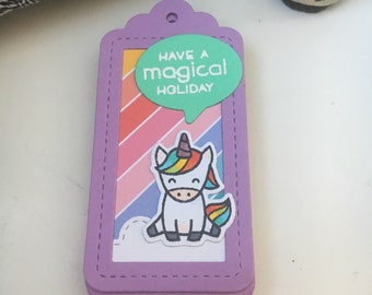 Set of 10 Magical Holiday Unicorn Mini Gift Tags
