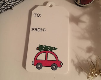 Set of 10 Christmas Car Gift Tags