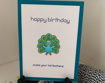 Birthday Card "Shake Your Tail Feathers" - Funny Birthday Card, Peacock Birthday Card, Boyfriend Girlfriend Card, BFF Card, Funny Pun Card