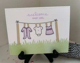 New Baby Card "Welcome Baby Girl" - Congrats Baby Girl, Baby Shower, Expectant Mother, Baby Girl, Newborn, Expectant Mom