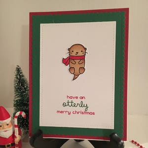 Tarjeta de Navidad divertida "Tener una otterly Feliz Navidad" - Tarjeta de Navidad linda, tarjeta de vacaciones, tarjeta de Navidad nutrita, tarjeta de temporada divertida