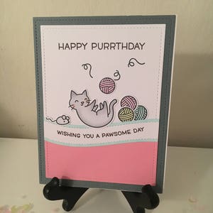 Tarjeta de cumpleaños de Cat Pun "Happy Purrthday (deseándole un día de pawsome)" - Funny Birthday Card, Happy Birthday, Happy Purrthday, Cat Lover Card