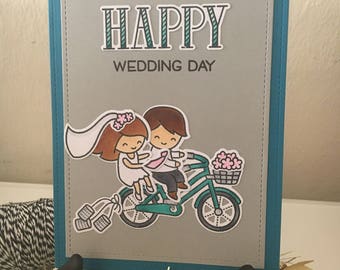 Happy Wedding Day, Wedding Card, Card for Couple, Engagment Card, Cute Greeting Card, Bicycle Wedding Card, Congratulations, Wedding Gift