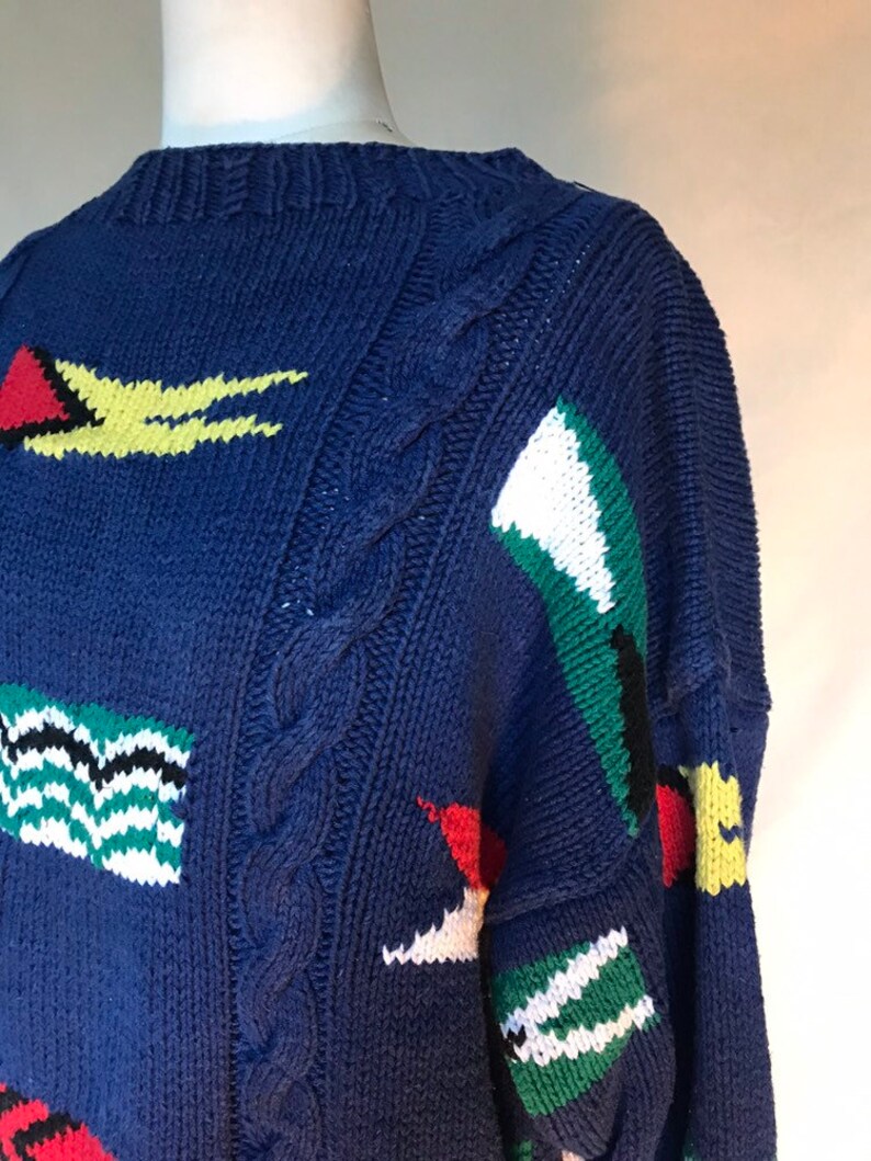 Boat races 80s knit slouchy oversized sweater