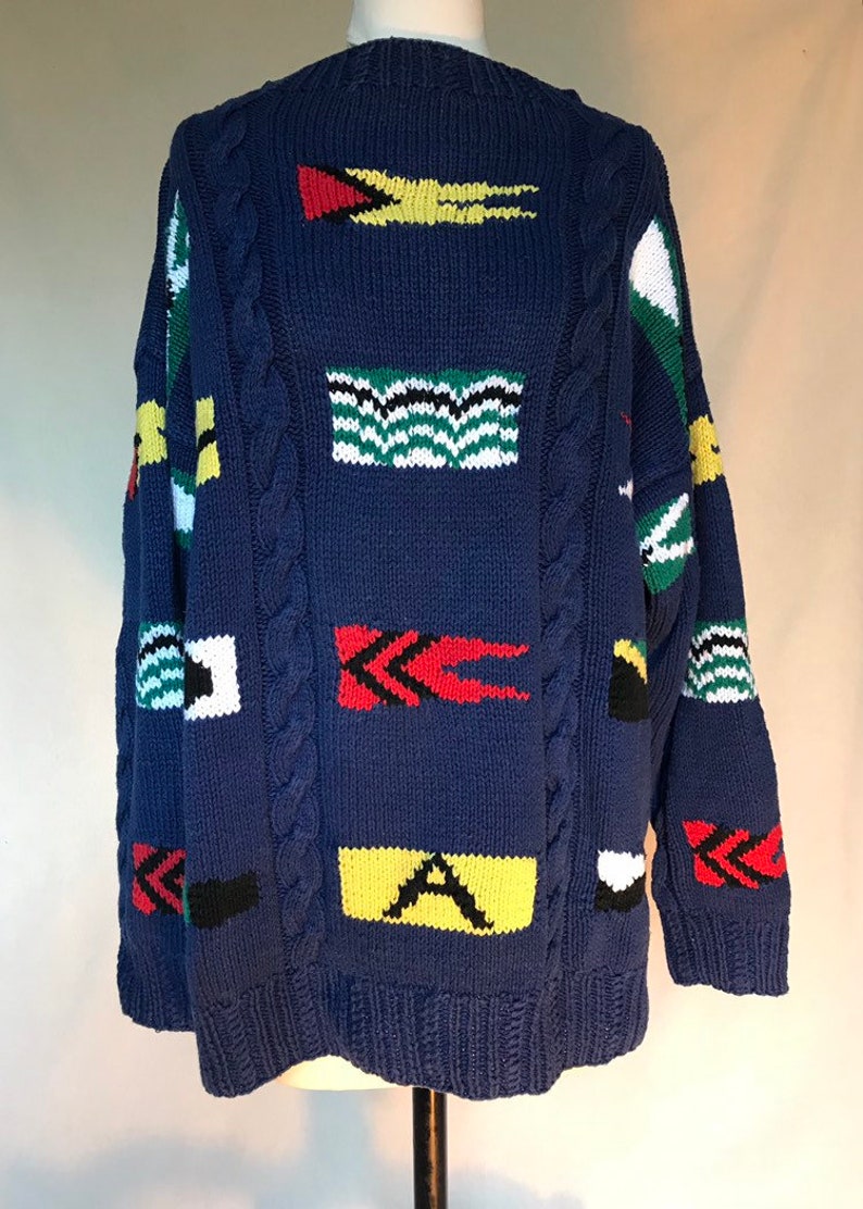 Boat races 80s knit slouchy oversized sweater