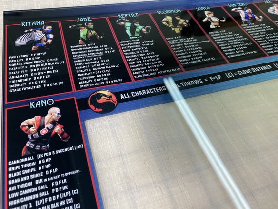 Mortal Kombat 2 bezel Moves list. – Szabo's Arcades