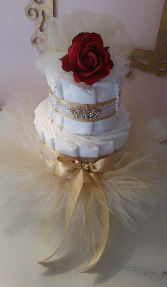 beauty and the beast diaper cake