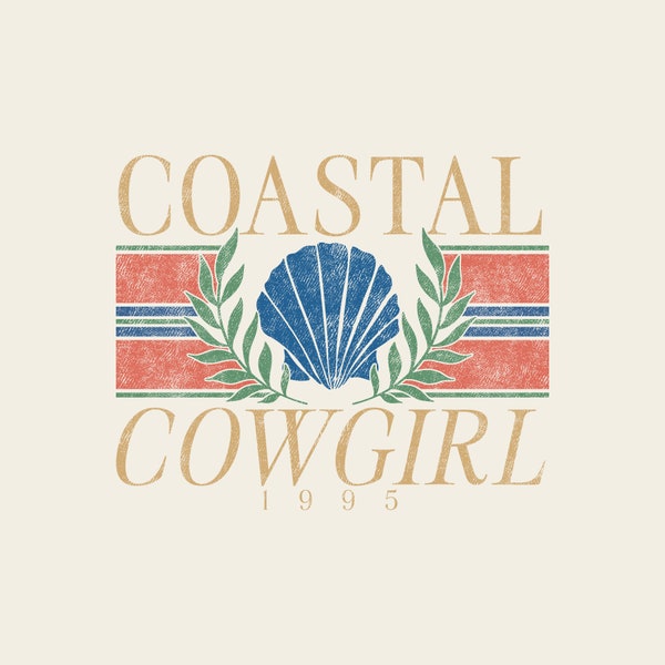 Cowgirl côtière, graphisme western, USAGE PERSONNEL, png transparent, logo de créateur, vieil argent, cow-boy, coquillage, haute couture, t-shirt