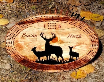 BIG Ass BUCK Cribbage Board - Easy to order - Fast to receive - Fun to play! Plus FREE Velvet peg bag while supplies last