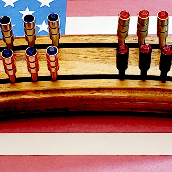 Bright SET of Red, White & Blue Tapered Metal Cribbage Pegs/Pins - USA show your pride!  Fits all cribbage boards with standard 1/8" holes