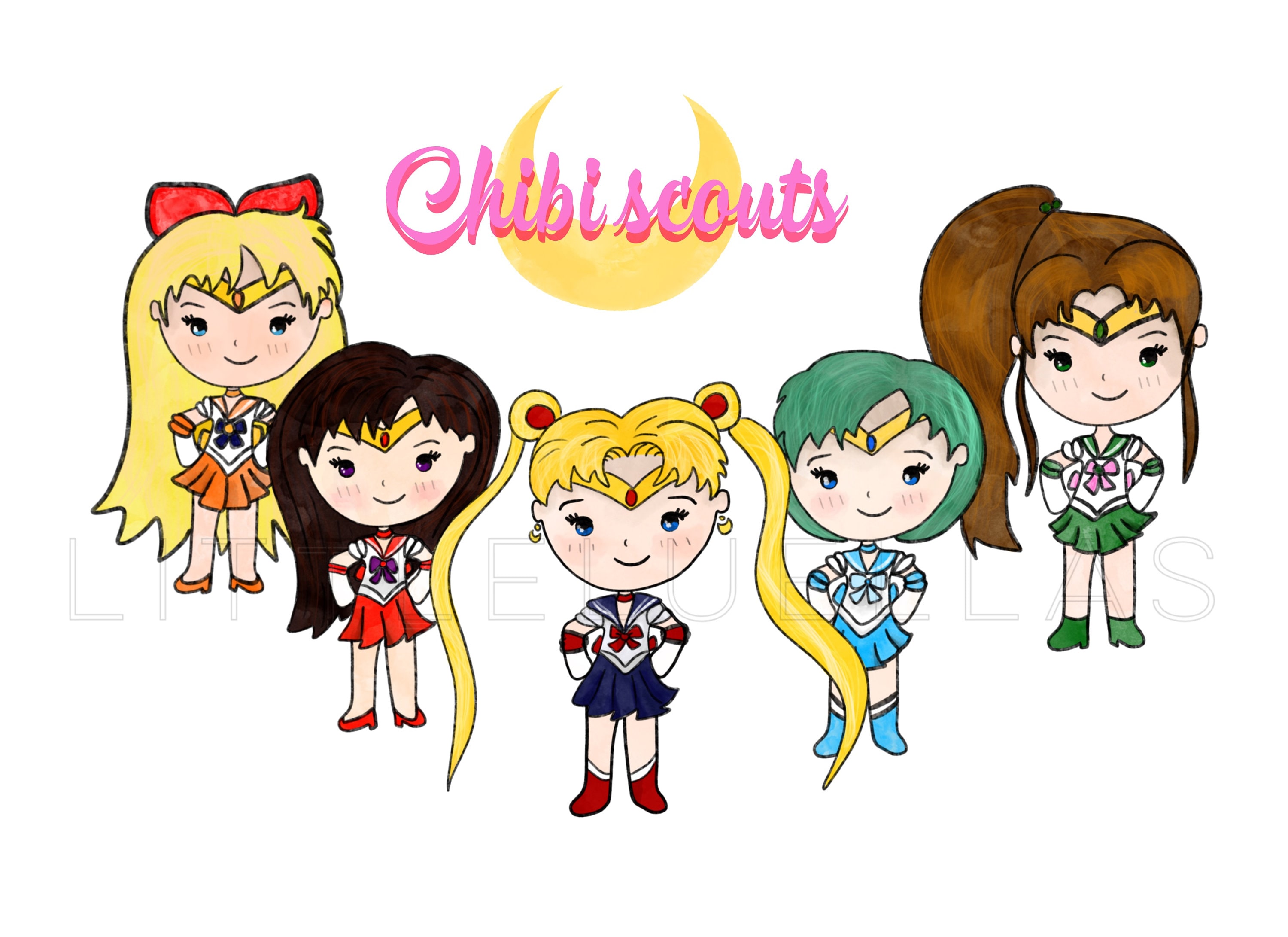 Sailor Scouts Moon Princess Sailor Moon Clipart Chibi - Etsy