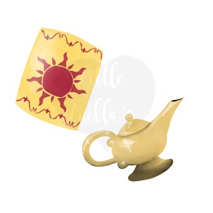 Peut inclure: Illustration d'une lanterne jaune avec un motif de soleil rouge et une lampe de g&eacute;nie dor&eacute;e. La lanterne a une bordure d&eacute;corative. La lampe de g&eacute;nie est dor&eacute;e avec une poign&eacute;e incurv&eacute;e et un bec.