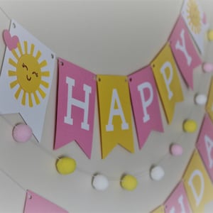 Sunshine / Sun theme Happy Birthday banner - handmade eco-friendly party supplies