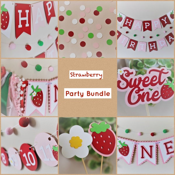 Strawberry birthday party bundle - 1st birthday berry sweet, berry first, sweet one