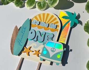 Surf Board Cake Topper, Surf Birthday, Custom Name, It's The Big One, Beach Birthday, Summer Party