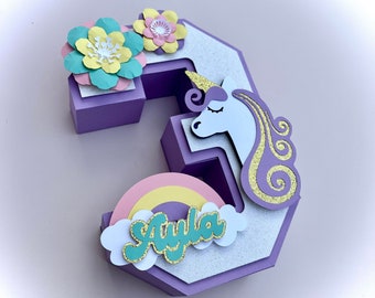Unicorn 3D letters or numbers - handmade eco-friendly birthday party supplies - cenerpiece, gift, photo prop, room decor