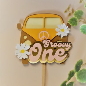 Groovy Retro birthday cupcake toppers and cake topper handmade eco-friendly party supplies image 6