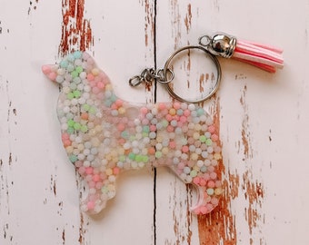 Pastel Pearl Aussie Keychain | Australian Shepherd Resin Keychain