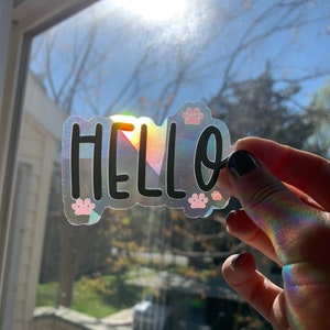 Hello Paw Print Sun Catcher Sticker | Window Rainbows