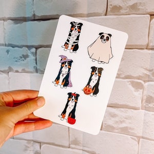 Black Tri Aussie Halloween Sticker Sheet | Australian Shepherd | Dog Stickers
