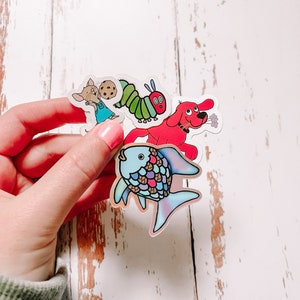 Mini Children’s Classics Sticker Pack | Kids Classic | Big Red Dog | Hungry Caterpillar | Fish | Mouse | Small Sticker