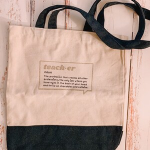 Teacher Tote Bag | Teach Definition Tote Bag | Champagne Glitter Vinyl | Teacher Gift