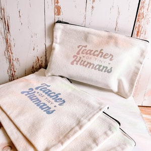 Teacher of Tiny Humans Canvas Pouch | Teacher Pencil Bag | Makeup Bag